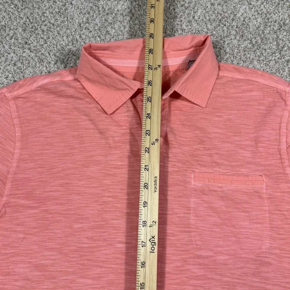 Tommy Bahama Mens Small Coral Pink Slub Cotton Short Sleeve Pocket Polo Shirt - Picture 8 of 9